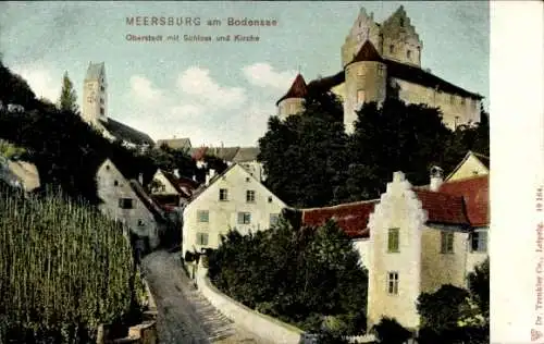 Ak Meersburg im Bodenseekreis Baden Württemberg, Teilansicht mit Blick zum Schloss