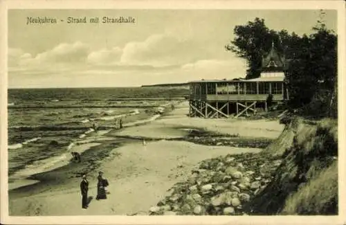 Ak Pionerski Neukuhren Ostpreußen, Strand mit Strandhalle