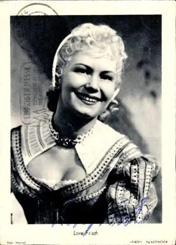 Ak Schauspielerin Lore Frisch, Portrait, Autogramm