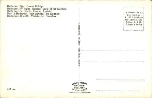 Ak Budapest Ungarn, Donauansicht bei Nacht