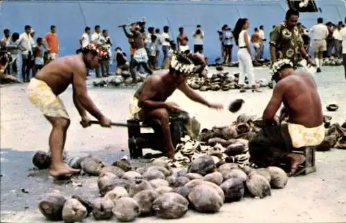 Ak Tahiti Ozeanien, Concours de preparation de coprah 1970