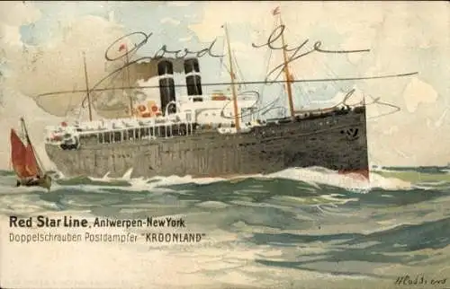 Künstler Litho Cassiens, Red Star Line, Dampfer Kroonland