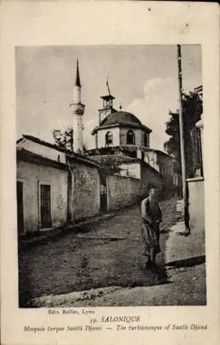 AK Thessaloniki Griechenland, Türkische Moschee, Saatti Djami, Moschee