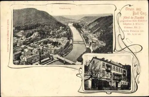 Ak Bad Ems an der Lahn, Hotel de Flandre, Inh. J. Eberz, Panorama