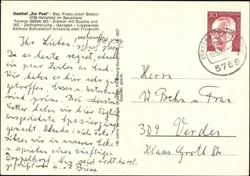 Ak Stadtteil Sundern im Sauerland, Gasthof zur Post, Bes. Franz Josef Becker