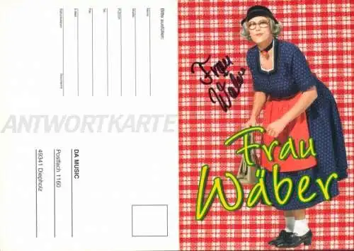 Ak Schauspielerin Frau Wäber, Portrait, Handtasche, Autogramm