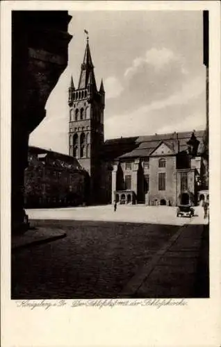 Ak Kaliningrad Königsberg Ostpreußen, Schlossplatz mit Schlosskirche