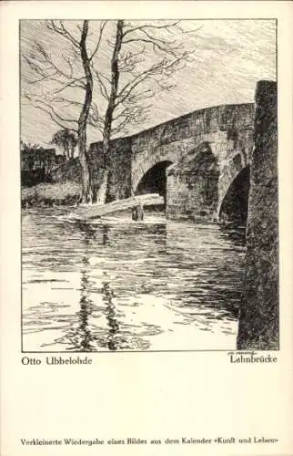 Künstler Ak Ubbelohde, Otto, Lahnbrücke