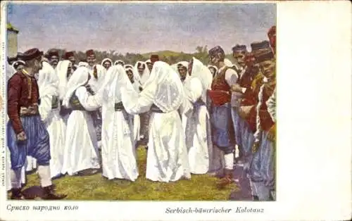 Ak Serbisch-bäuerischer Kolotanz, Serbische Tracht