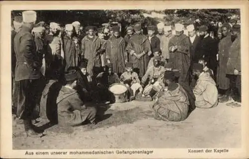 Ak Mohamedannisches Gefangenenlager, Konzert der Kapelle, Kriegsgefangene, I WK