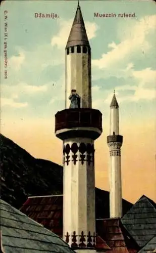 Ak Kroatien, Muezzin rufend, Turm