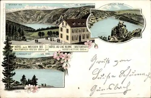 Litho Orbey Urbeis Elsass Haut Rhin, Lac Blanc, Weißer See, Hotel zum Weißen See, Schwarzer See