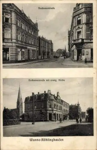 Ak Röhlinghausen Wanne Herne im Ruhrgebiet, Bochumerstraße, evangelische Kirche