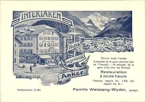 Ak Interlaken Kanton Bern Schweiz, Hotel zum goldenen Anker