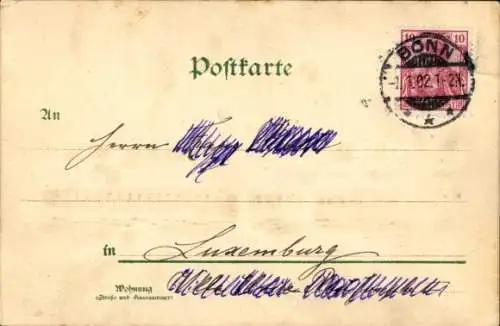 Litho Dampfer Wilhelm auf dem Rhein