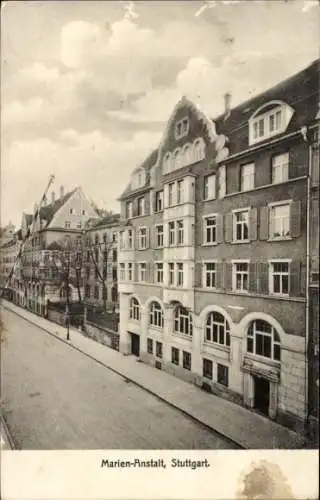 Foto Ak Stuttgart in Baden Württemberg, Straßenpartie an der Marien Anstalt