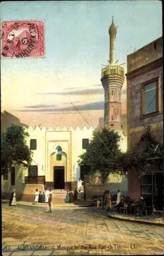 Ak Alexandria Ägypten, Moschee in der Ras el Tin Straße