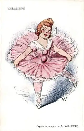 Künstler Ak Willette, A., Colombine, d'apres la poupee From the Dollie, Dalla Bambola