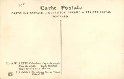 Künstler Ak Willette, A., Colombine, d'apres la poupee From the Dollie, Dalla Bambola