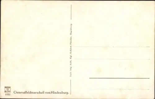 Künstler Ak Generalfeldmarschall Paul von Hindenburg, Portrait