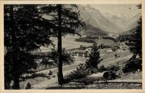 Ak Trins in Tirol, Durchblick zum Trinsar Hof