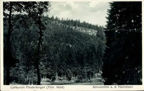 Ak Finsterbergen Friedrichroda im Thüringer Wald, Hainfelsen Schutzhütte