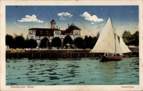 Ak Steinhude Wunstorf Niedersachsen, Steinhuder Meer, Strandhotel, Segelboot