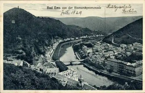 Ak Bad Ems an der Lahn, Blick von der Bismarckpromenade