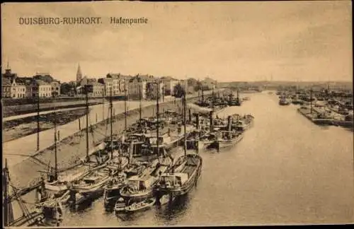 Ak Ruhrort Duisburg im Ruhrgebiet, Hafen, Teilansicht