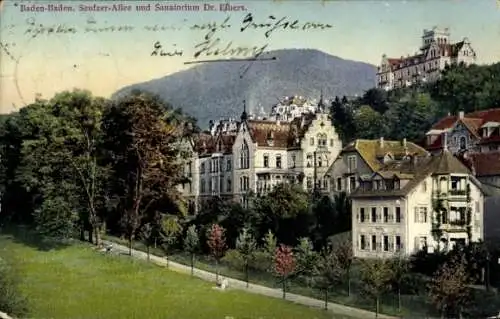 Ak Baden Baden, Seufzer Allee, Sanatorium Dr Elbers