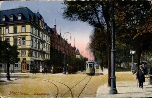 Ak Mannheim in Baden, Kaiserring, Straßenbahn Nr. 84