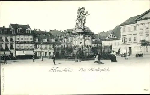 Ak Mannheim in Baden, Marktplatz, Denkmal