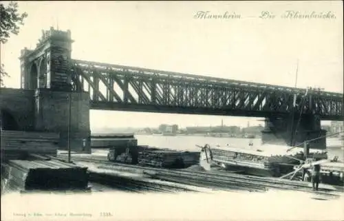 Ak Mannheim in Baden, Rheinbrücke