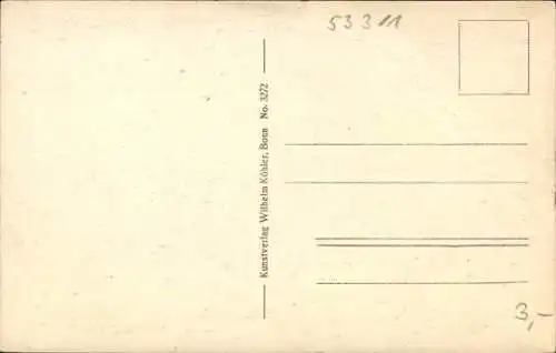 Ak Bonn am Rhein, Rathaus, Universität, Rheinbrücke, Arndt-Denkmal, Denkmal Kaiser Wilhelm I.