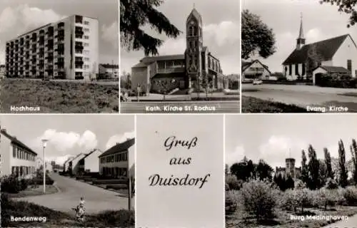 Ak Duisdorf Bonn am Rhein, Hochhaus, Kath. Kirche St. Rochus, Burg Medinghoven, Bendenweg