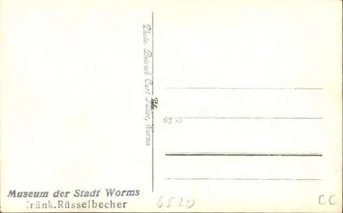 Ak Worms am Rhein, Museum, Fränkische Rüsselbecher