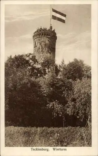 Ak Tecklenburg in Westfalen, Wierturm, Fahne