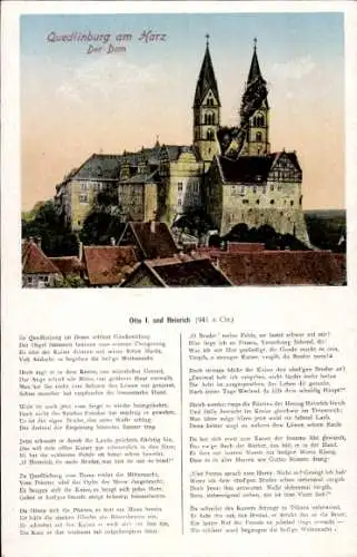 Gedicht Ak Quedlinburg im Harz, Dom, Otto I und Heinrich