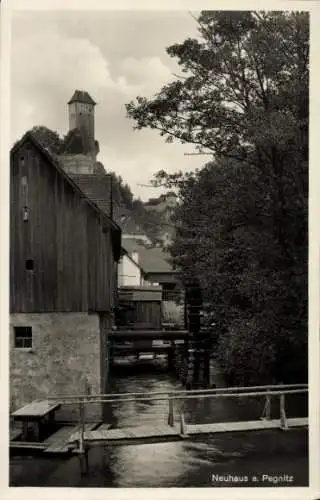Ak Neuhaus an der Pegnitz Mittelfranken, Teilansicht, Brücke