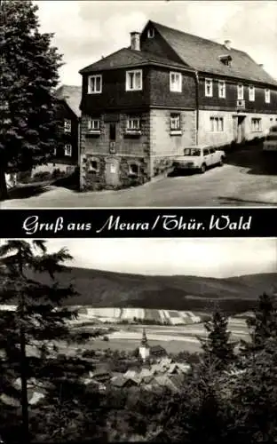Ak Meura Thüringer Wald, Gesamtansicht mit Häuserpartie