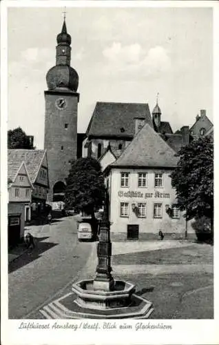 Ak Arnsberg im Sauerland Westfalen, Glockenturm, Gaststätte zur Krim