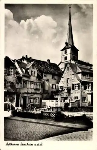 Ak Bensheim an der Bergstraße Hessen, Teilansicht, Kirchturm