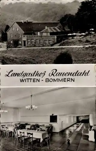 Ak Bommern Witten an der Ruhr, Landgasthof Rauendahl, Außenansicht, Speiseraum, Kegelbahn