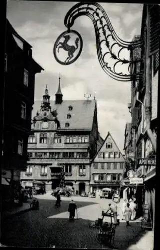 Ak Tübingen am Neckar, Rathaus, Wirtshausschild, Apotheke