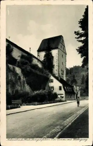 Ak Schwäbisch Hall in Württemberg, Langenfelder Tor, Turm, Wehrgang, Hotel Lamm