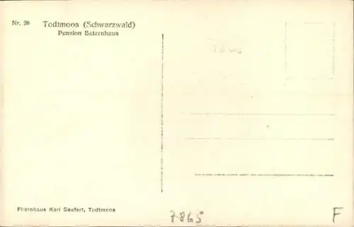 Ak Todtmoos im Schwarzwald, Pension Batzenhaus