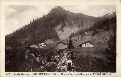 Ak Les Contamines Montjoie Haute Savoie, Chalets du Nant-Borrant et l'Hotel