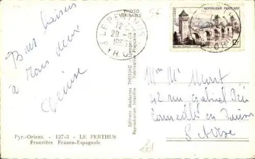 Ak Le Perthus Pyrénées Orientales, Ansichten der Französisch-Spanischen Grenze