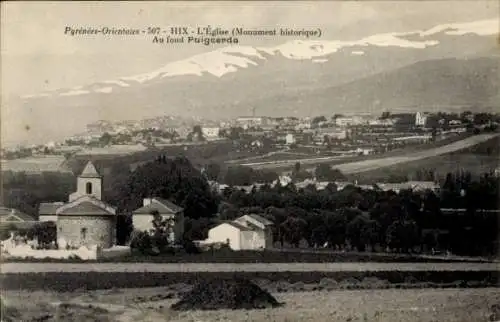 Ak Hix Östliche Pyrenäen, Panorama, Kirche, Puigcerda