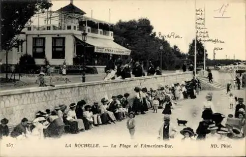 Ak La Rochelle Charente Maritime, Strand, American-Bar